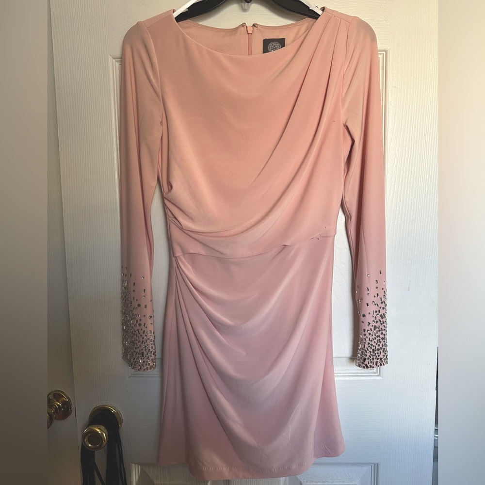 Long sleeve dress with embellished zipper sleeves